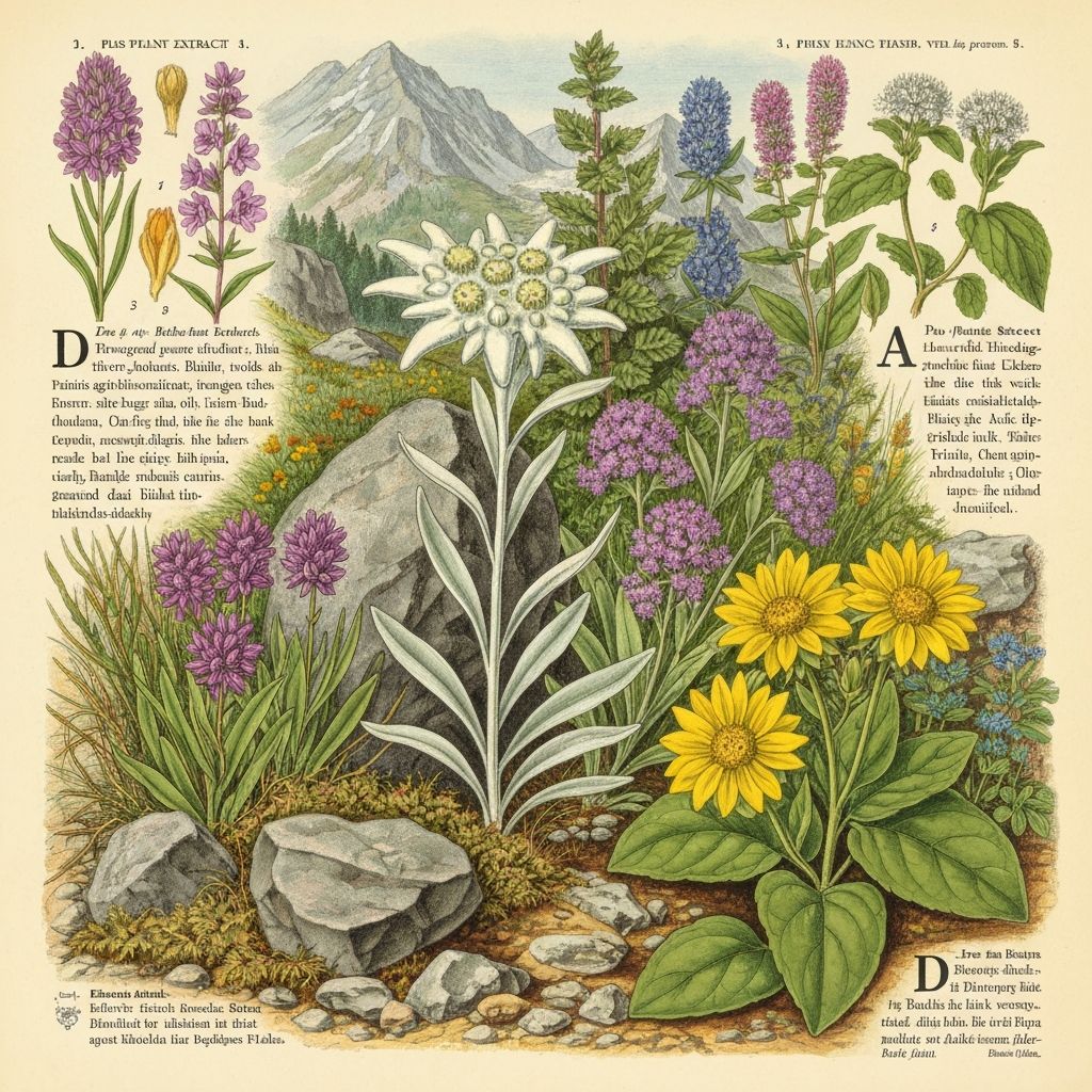 Alpine medicinal herbs in natural setting